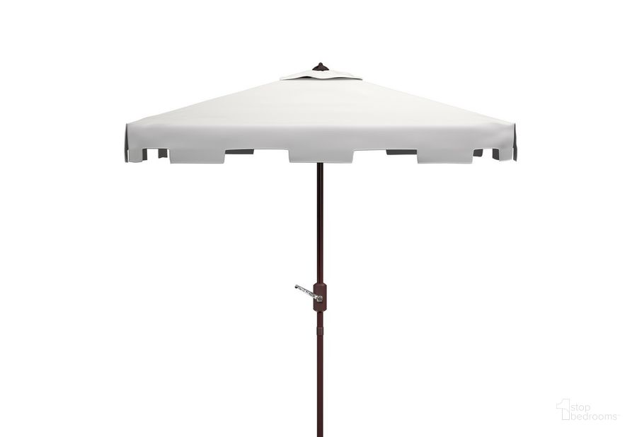 The appearance of Zimmerman 7.5 Ft Square Market Umbrella PAT8400K designed by Safavieh in the modern / contemporary interior design. This white piece of furniture  was selected by 1StopBedrooms from Zimmerman Collection to add a touch of cosiness and style into your home. Sku: PAT8400K. Material: Aluminum. Product Type: Umbrella. Image1