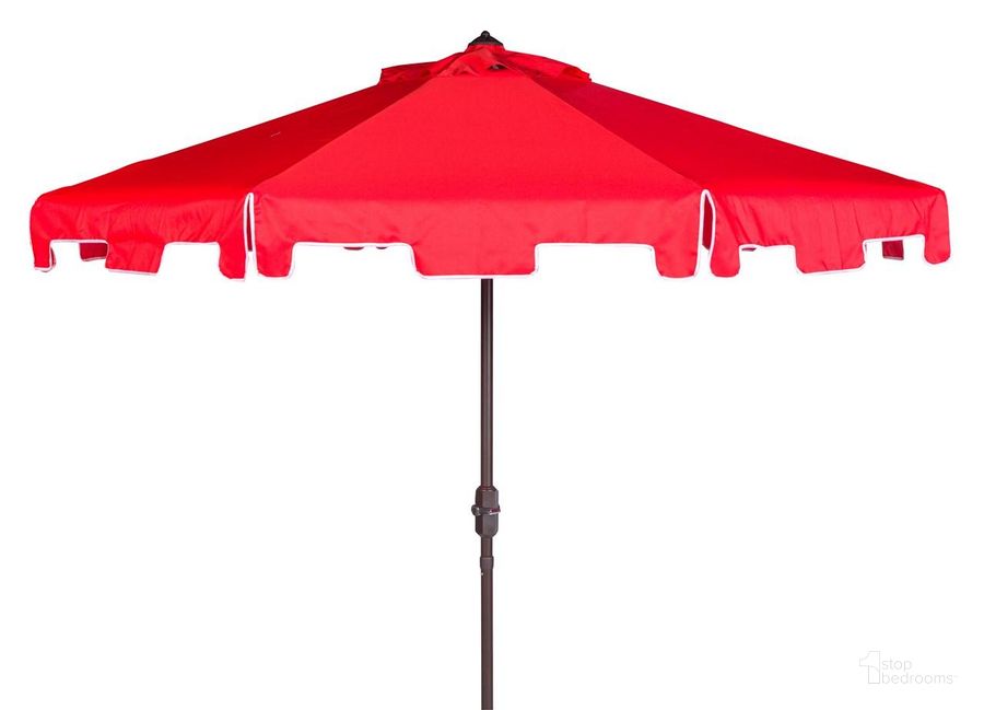 The appearance of Zimmerman Red and White UV-Resistant 9 Crank Market Auto Tilt Umbrella with Flap designed by Safavieh in the modern / contemporary interior design. This red and white piece of furniture  was selected by 1StopBedrooms from Zimmerman Collection to add a touch of cosiness and style into your home. Sku: PAT8000J. Material: Aluminum. Product Type: Umbrella. Image1