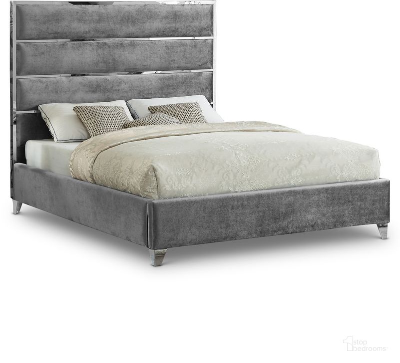 The appearance of Zuma Velvet Full Platform Bed In Grey designed by Meridian in the modern / contemporary interior design. This grey velvet piece of furniture  was selected by 1StopBedrooms from Zuma Collection to add a touch of cosiness and style into your home. Sku: ZumaGrey-F-1;ZumaGrey-F-2. Bed Type: Platform Bed. Material: Wood. Product Type: Platform Bed. Bed Size: Full. Image1