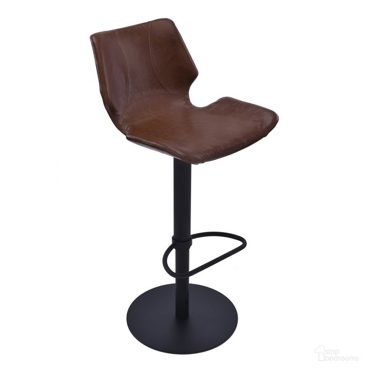 The appearance of Zuma Adjustable Swivel Metal Barstool In Vintage Coffee Faux Leather and Black Metal Finish designed by Armen Living in the modern / contemporary interior design. This vintage coffee piece of furniture  was selected by 1StopBedrooms from Zuma Collection to add a touch of cosiness and style into your home. Sku: LCZUBAVCBL. Product Type: Barstool. Material: Iron. Image1