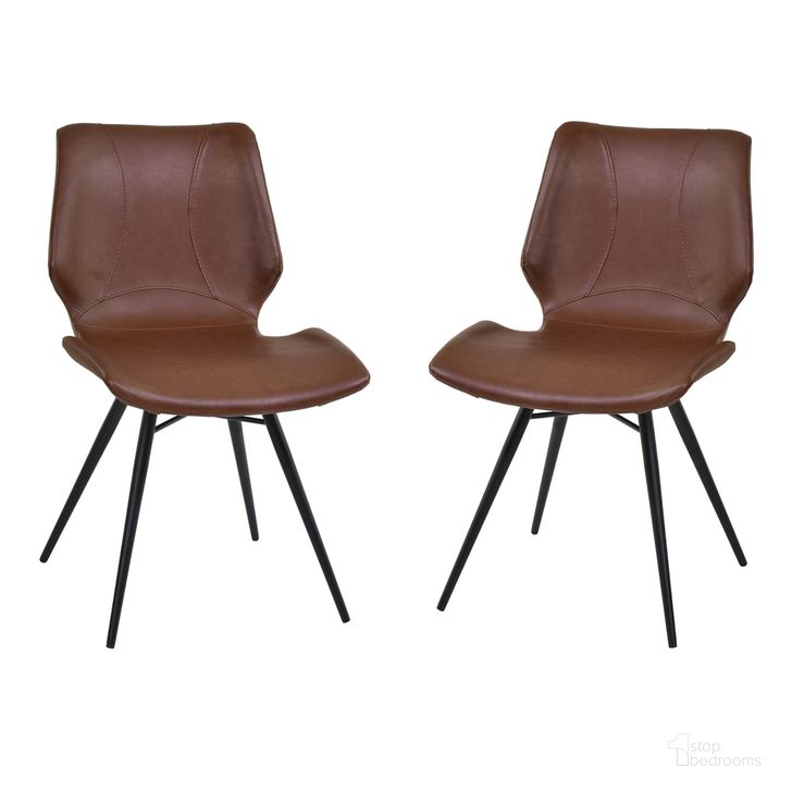The appearance of Zurich Dining Chair Set of 2 In Vintage Coffee Faux Leather and Black Metal Finish designed by Armen Living in the modern / contemporary interior design. This vintage coffee piece of furniture  was selected by 1StopBedrooms from Zurich Collection to add a touch of cosiness and style into your home. Sku: LCZUSIVCBL. Material: Metal. Product Type: Dining Chair. Image1