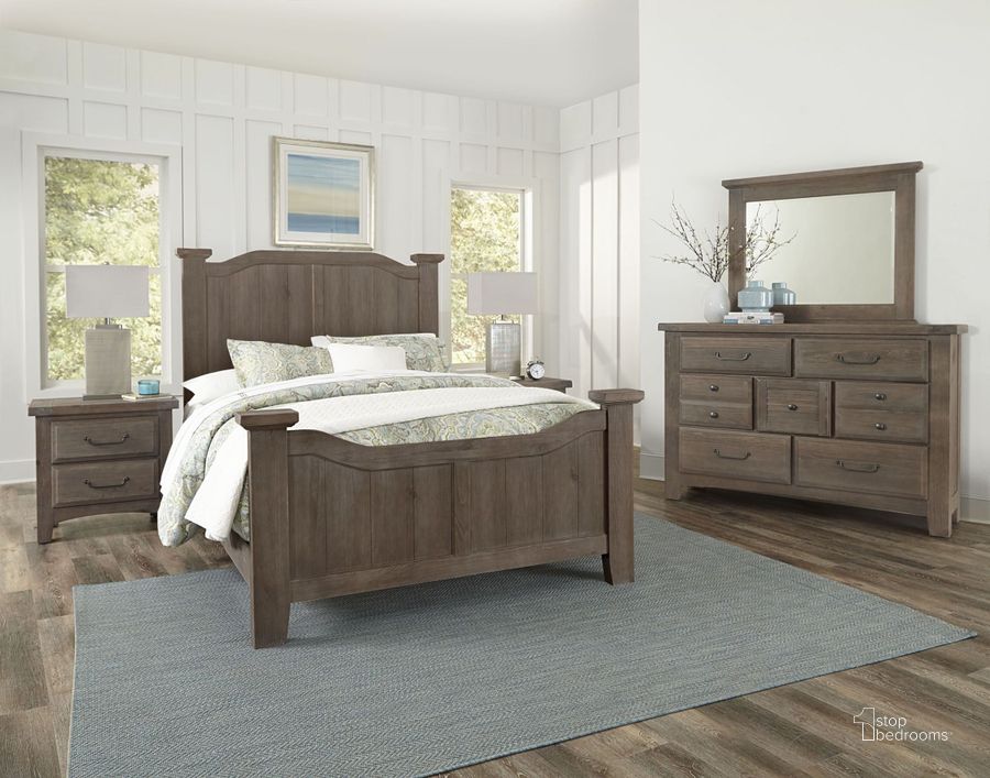 The appearance of Sawmill Saddle Grey Arched Bedroom Set designed by Vaughan Bassett in the transitional interior design. This grey piece of furniture  was selected by 1StopBedrooms from Sawmill Collection to add a touch of cosiness and style into your home. Sku: 692-558;692-855;692-922;692-226. Bed Type: Panel Bed. Product Type: Panel Bed. Bed Size: Queen. Image1