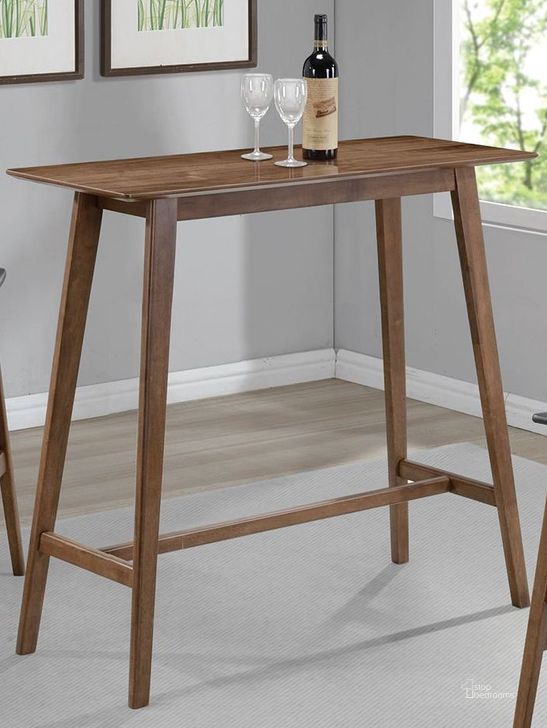 The appearance of Natural Walnut Rectangular Bar Table designed by Coaster in the modern / contemporary interior design. This brown piece of furniture  was selected by 1StopBedrooms from Bar Tables Collection to add a touch of cosiness and style into your home. Sku: 101436. Material: Wood. Product Type: Bar Table. Table Top Shape: Rectangular. Image1