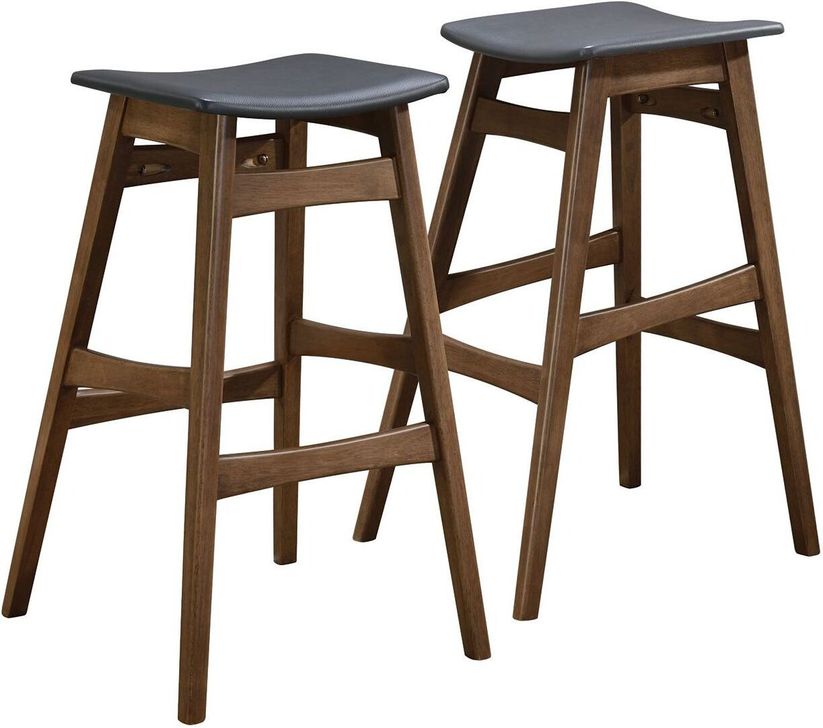 The appearance of Dark Gary Leatherette Bar Stool Set of 2 designed by Coaster in the modern / contemporary interior design. This brown piece of furniture  was selected by 1StopBedrooms from Barstools Collection to add a touch of cosiness and style into your home. Sku: 101437. Material: Wood. Product Type: Barstool. Image1