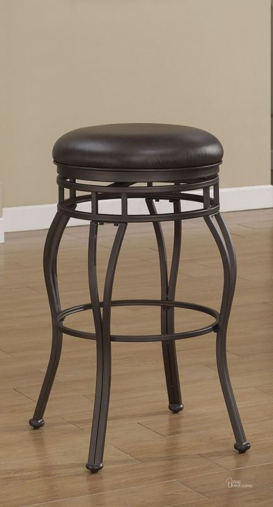 The appearance of B1-102-26L Metal Frame Backless Bar Stool designed by American Woodcrafters in the transitional interior design. This brown piece of furniture  was selected by 1StopBedrooms from Barstools Collection to add a touch of cosiness and style into your home. Sku: B1-102-26L. Material: Bonded Leather. Product Type: Barstool. Image1