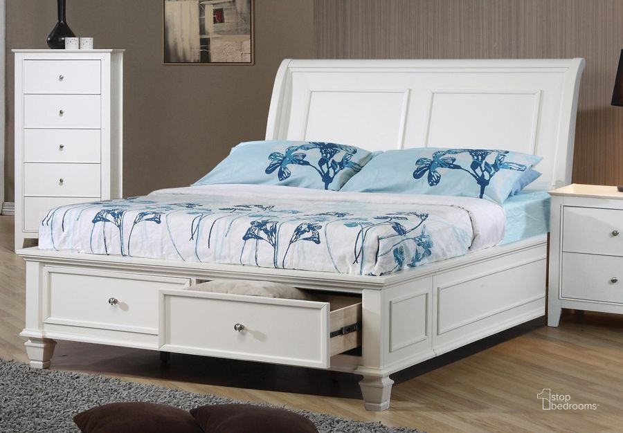 The appearance of Selena Youth Sleigh Storage Bedroom Set designed by Coaster in the transitional interior design. This white piece of furniture  was selected by 1StopBedrooms from Selena Collection to add a touch of cosiness and style into your home. Sku: 400239TB1;400239TB2;400239TB3;400232. Bed Type: Storage Bed. Material: Wood. Product Type: Storage Bed. Bed Size: Twin. Image1