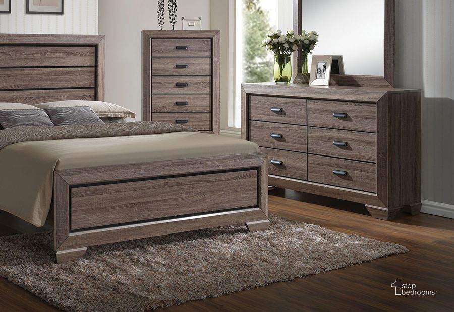 The appearance of Acme Lyndon Panel Bedroom Set in Weathered Gray Grain designed by ACME in the transitional interior design. This red piece of furniture  was selected by 1StopBedrooms from Lyndon Collection to add a touch of cosiness and style into your home. Sku: 26020Q-HF;26021Q-R;26023. Bed Type: Panel Bed. Material: Wood. Product Type: Panel Bed. Bed Size: Queen. Image1