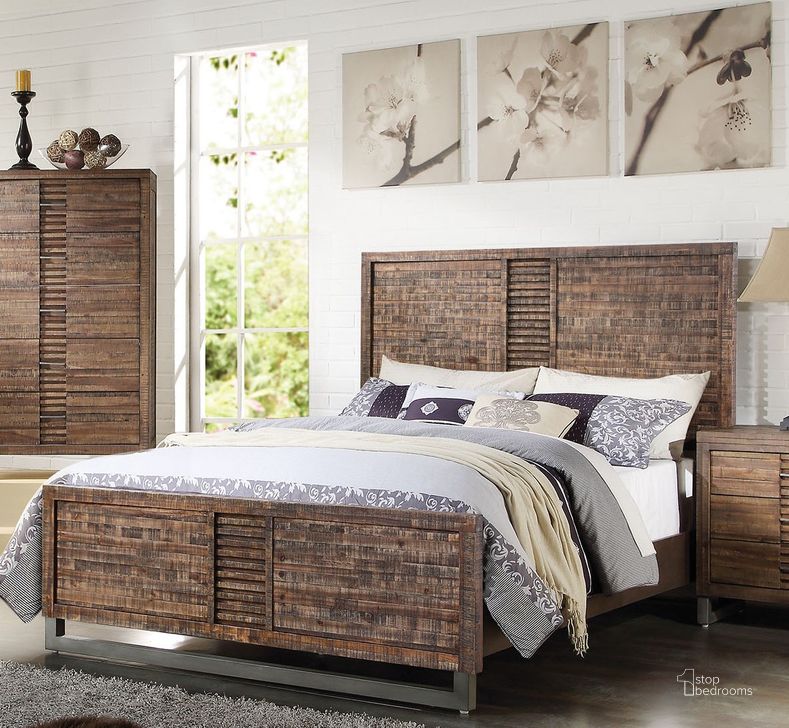 The appearance of Acme Andria Queen Platform Bed in Reclaimed Oak designed by ACME in the transitional interior design. This brown piece of furniture  was selected by 1StopBedrooms from Andria Collection to add a touch of cosiness and style into your home. Sku: 21290Q-HB;21291Q-FB;21292Q-R. Bed Type: Platform Bed. Material: Wood. Product Type: Platform Bed. Bed Size: Queen. Image1