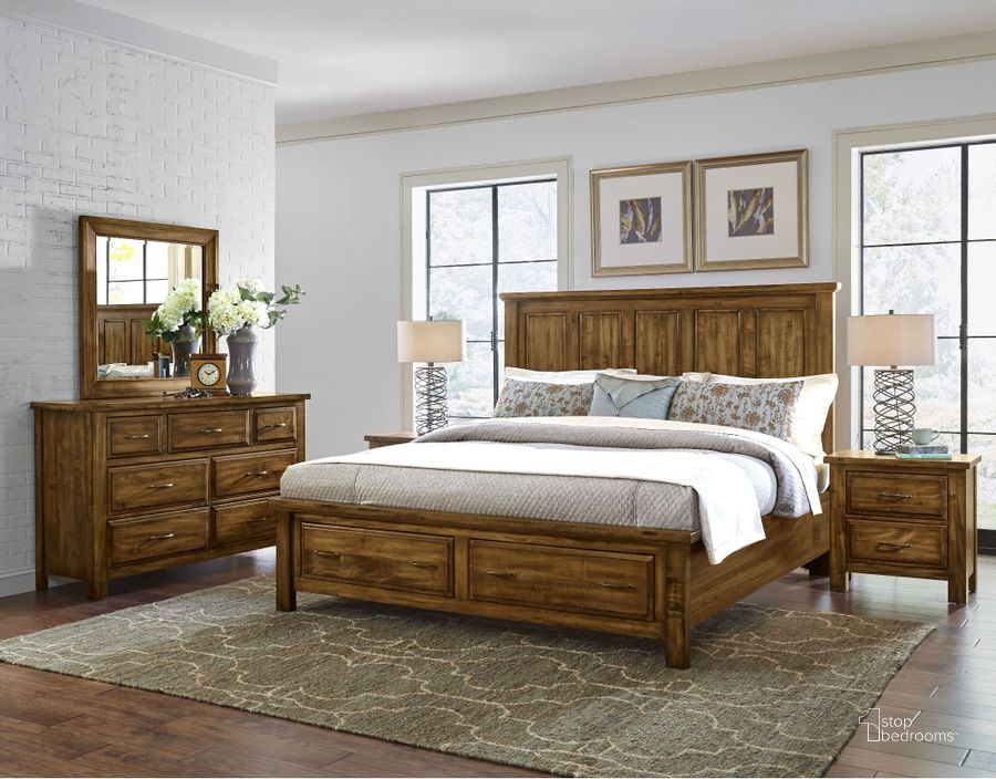 The appearance of Maple Road Antique Amish Mansion Storage Bedroom Set designed by Artisan & Post in the rustic / southwestern interior design. This brown piece of furniture  was selected by 1StopBedrooms from Maple Road Collection to add a touch of cosiness and style into your home. Sku: 118-559;118-050B;118-502;AP-555T;118-227. Bed Type: Storage Bed. Material: Wood. Product Type: Storage Bed. Bed Size: Queen. Image1