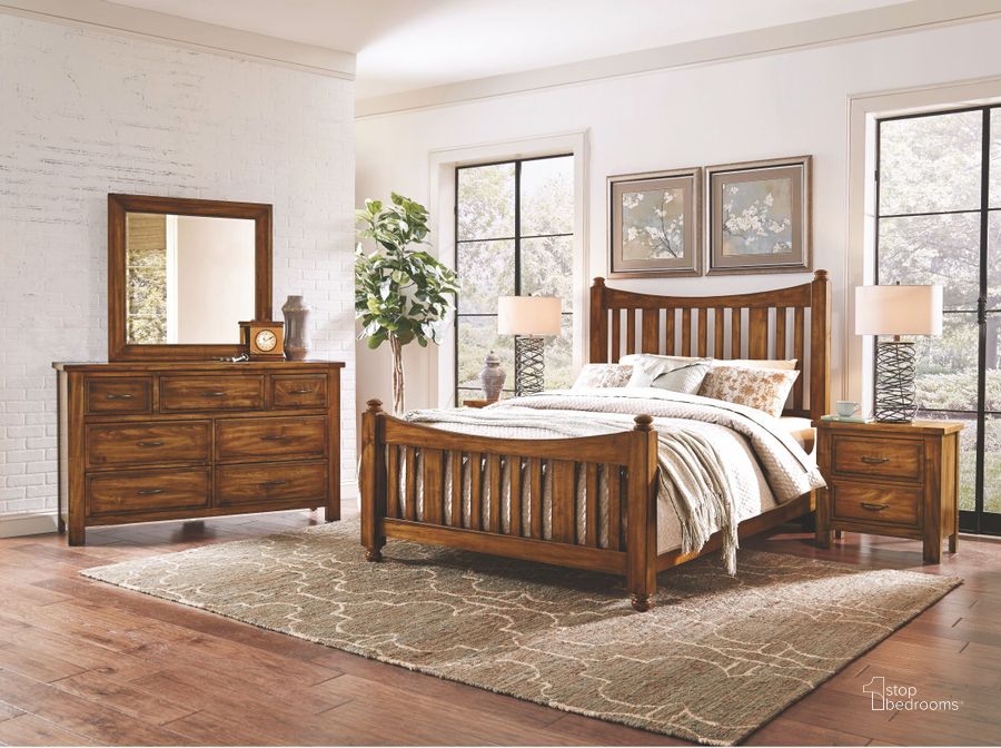 The appearance of Maple Road Antique Amish Poster Bedroom Set designed by Artisan & Post in the rustic / southwestern interior design. This brown piece of furniture  was selected by 1StopBedrooms from Maple Road Collection to add a touch of cosiness and style into your home. Sku: 118-558;118-855;118-722;118-227. Bed Type: Poster Bed. Material: Wood. Product Type: Poster Bed. Bed Size: Queen. Image1