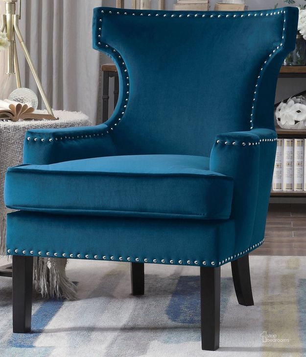 The appearance of Lapis Blue Accent Chair designed by Homelegance in the modern / contemporary interior design. This blue piece of furniture  was selected by 1StopBedrooms from Lapis Collection to add a touch of cosiness and style into your home. Sku: 1190BU-1. Material: Wood. Product Type: Accent Chair.