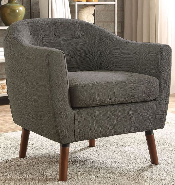 The appearance of Lucille Gray Accent Chair designed by Homelegance in the modern / contemporary interior design. This gray piece of furniture  was selected by 1StopBedrooms from Lucille Collection to add a touch of cosiness and style into your home. Sku: 1192GY. Material: Fabric. Product Type: Accent Chair. Key Features: Tufted. Image1