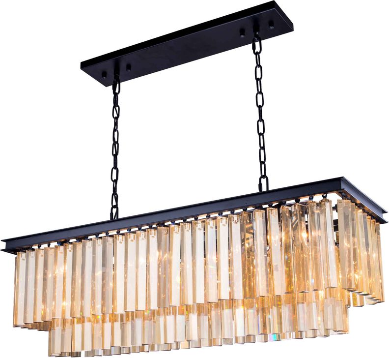 The appearance of Sydney 40 Matte Black 12 Light Chandelier With Golden Teak Royal Cut Crystal Trim designed by Elegant Lighting in the transitional interior design. This black piece of furniture  was selected by 1StopBedrooms from Sydney Collection to add a touch of cosiness and style into your home. Sku: 1202D40MB-GT/RC. Material: Steel. Product Type: Chandelier.
