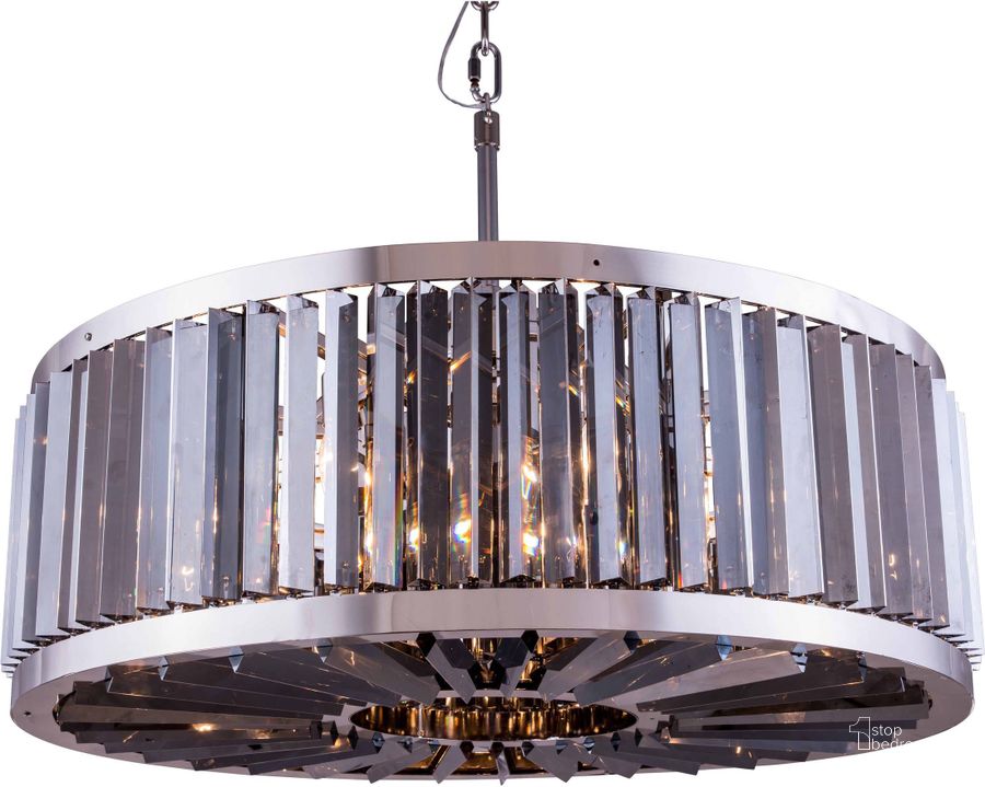 The appearance of Chelsea 35.5 Polished nickel 10 Light Chandelier With Silver Shade Royal Cut Crystal Trim designed by Elegant Lighting in the glam interior design. This silver piece of furniture  was selected by 1StopBedrooms from Chelsea Collection to add a touch of cosiness and style into your home. Sku: 1203D35PN-SS/RC. Material: Steel. Product Type: Chandelier.