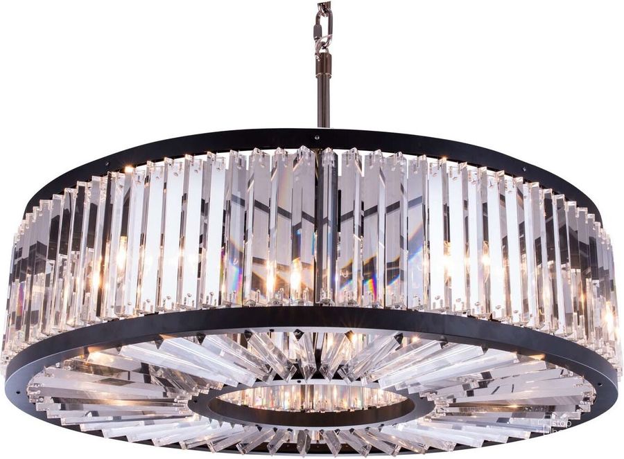 The appearance of Chelsea 43.5 Matte Black 10 Light Chandelier With Clear Royal Cut Crystal Trim designed by Elegant Lighting in the glam interior design. This black piece of furniture  was selected by 1StopBedrooms from Chelsea Collection to add a touch of cosiness and style into your home. Sku: 1203G43MB/RC. Material: Steel. Product Type: Chandelier.