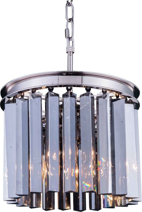 The appearance of Sydney 12 Polished nickel 3 Light Pendant With Silver Shade Royal Cut Crystal Trim designed by Elegant Lighting in the glam interior design. This silver piece of furniture  was selected by 1StopBedrooms from Sydney Collection to add a touch of cosiness and style into your home. Sku: 1208D12PN-SS/RC. Material: Steel. Product Type: Pendant Lighting.