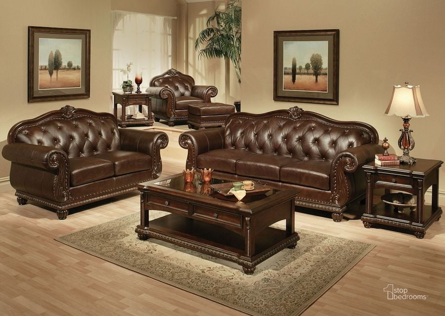 The appearance of Anondale Espresso Living Room Set designed by ACME in the rustic / southwestern interior design. This brown piece of furniture  was selected by 1StopBedrooms from Anondale Collection to add a touch of cosiness and style into your home. Sku: 15030;15031. Material: Leather. Product Type: Living Room Set. Image1
