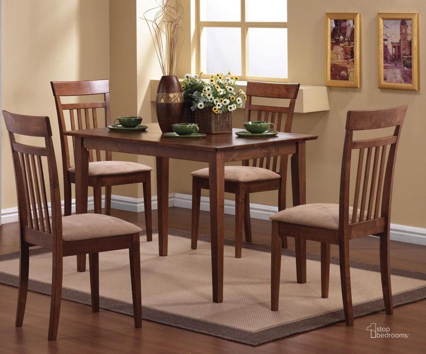 The appearance of Altamonte Beige 5 pc Dining Room Set designed by Coaster in the transitional interior design. This brown piece of furniture  was selected by 1StopBedrooms from Altamonte Collection to add a touch of cosiness and style into your home. Sku: 150430. Product Type: Casual Dining Set. Table Top Shape: Rectangular. Material: Casual. Image1