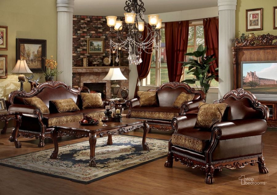 The appearance of Dresden Brown Chenille Living Room Set designed by ACME in the transitional interior design. This brown piece of furniture  was selected by 1StopBedrooms from Dresden Collection to add a touch of cosiness and style into your home. Sku: 15160;15161. Material: Fabric. Product Type: Living Room Set. Image1