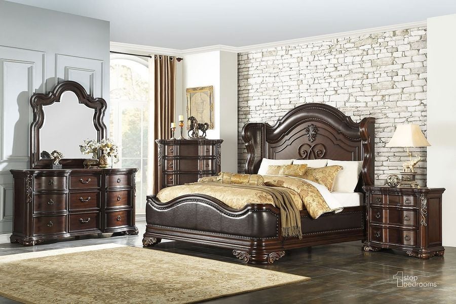 The appearance of Royal Highlands Rich Cherry Panel Bedroom Set designed by Homelegance in the traditional interior design. This brown piece of furniture  was selected by 1StopBedrooms from Royal Highlands Collection to add a touch of cosiness and style into your home. Sku: 1603-1;1603-2;1603-P;1603-4. Bed Type: Panel Bed. Material: Wood. Product Type: Panel Bed. Bed Size: Queen. Image1