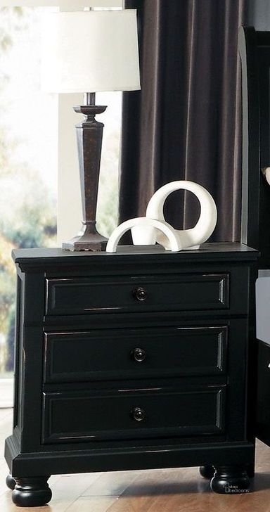 The appearance of Laurelin Black Nightstand designed by Homelegance in the transitional interior design. This black piece of furniture  was selected by 1StopBedrooms from Laurelin Collection to add a touch of cosiness and style into your home. Sku: 1714BK-4. Material: Wood. Product Type: Nightstand. Image1