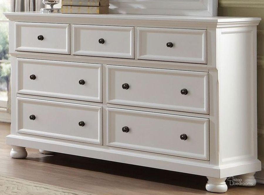 The appearance of Laurelin White Dresser designed by Homelegance in the transitional interior design. This white piece of furniture  was selected by 1StopBedrooms from Laurelin Collection to add a touch of cosiness and style into your home. Sku: 1714W-5. Material: Wood. Product Type: Dresser. Image1