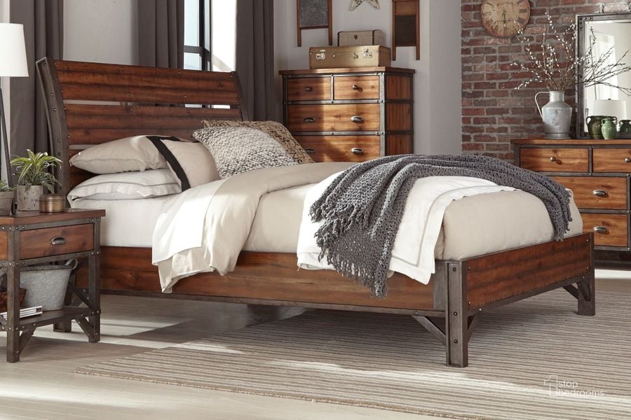 The appearance of Holverson Brown Milk Crate King Sleigh Bed designed by Homelegance in the transitional interior design. This brown piece of furniture  was selected by 1StopBedrooms from Holverson Collection to add a touch of cosiness and style into your home. Sku: 1715K-1EK;1715K-2EK;1715K-3EK. Bed Type: Sleigh Bed. Product Type: Sleigh Bed. Bed Size: King. Image1