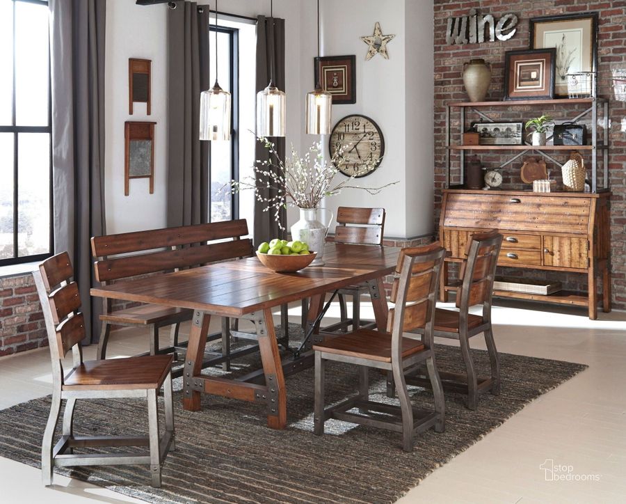 The appearance of Holverson Brown Milk Crate Extendable Dining Room Set designed by Homelegance in the transitional interior design. This brown piece of furniture  was selected by 1StopBedrooms from Holverson Collection to add a touch of cosiness and style into your home. Sku: 1715-94;1715S. Table Base Style: Double Pedestal. Material: Wood. Product Type: Dining Room Set. Table Top Shape: Rectangular. Image1