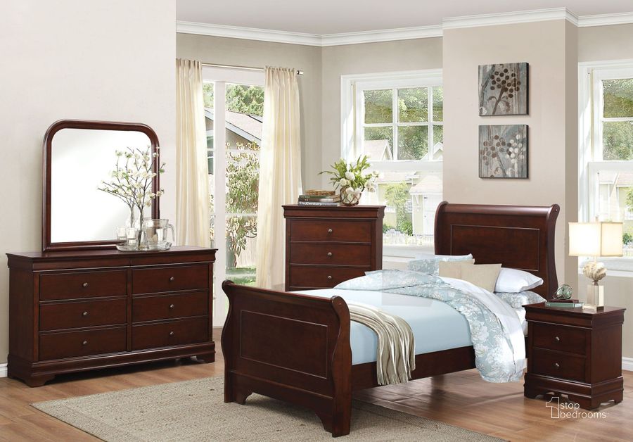 The appearance of Abbeville Brown Youth Panel Bedroom Set designed by Homelegance in the modern / contemporary interior design. This brown piece of furniture  was selected by 1StopBedrooms from Abbeville Collection to add a touch of cosiness and style into your home. Sku: 1856T-1;1856T-3;1856-4. Bed Type: Sleigh Bed. Material: Wood. Product Type: Sleigh Bed. Bed Size: Twin. Image1