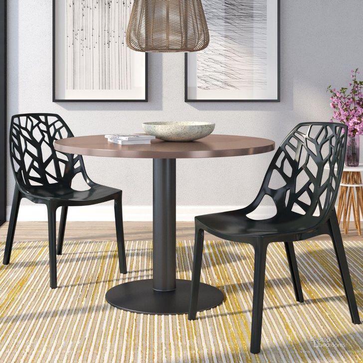 The appearance of Leisuremod Modern Cornelia Dining Chair Set Of 2 In Black designed by LeisureMod in the modern / contemporary interior design. This black piece of furniture  was selected by 1StopBedrooms from Cornelia Collection to add a touch of cosiness and style into your home. Sku: C18SBL2. Product Type: Dining Chair. Material: Plastic. Image1
