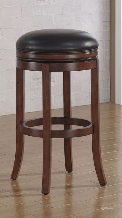 The appearance of B2-200-34L Wood Frame Backless Bar Stool designed by American Woodcrafters in the transitional interior design. This brown piece of furniture  was selected by 1StopBedrooms from Barstools Collection to add a touch of cosiness and style into your home. Sku: B2-200-34L. Material: Bonded Leather. Product Type: Barstool. Image1