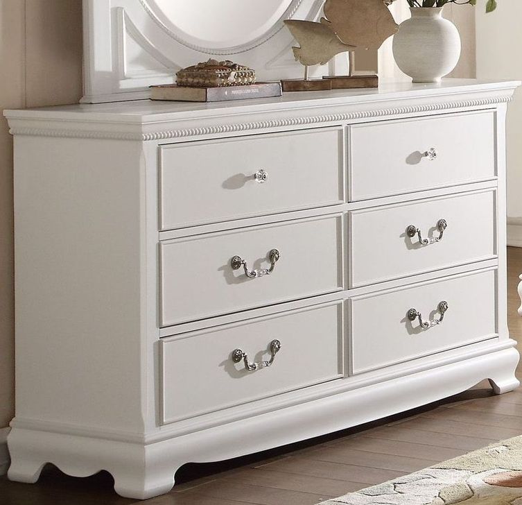 The appearance of Lucida White Dresser designed by Homelegance in the traditional interior design. This white piece of furniture  was selected by 1StopBedrooms from Lucida Collection to add a touch of cosiness and style into your home. Sku: 2039W-5. Material: Wood. Product Type: Dresser. Image1