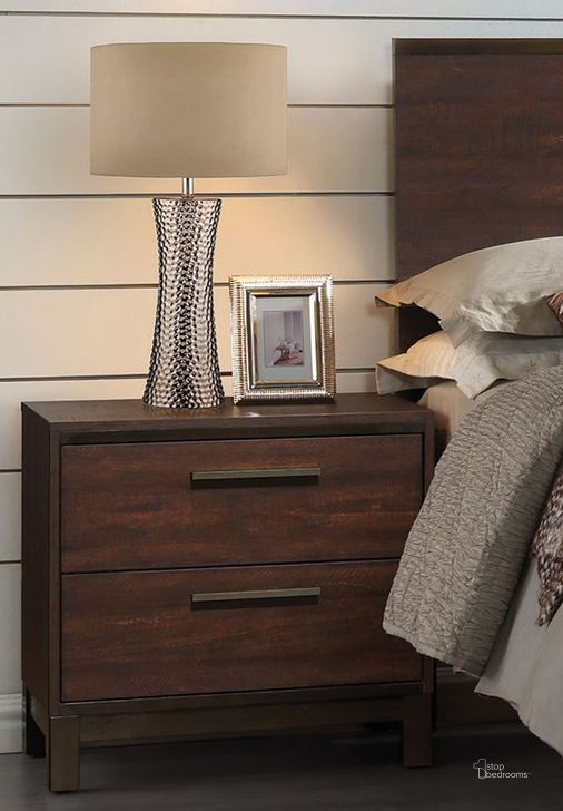 The appearance of Edmonton Rustic Tobacco Nightstand designed by Coaster in the modern / contemporary interior design. This brown piece of furniture  was selected by 1StopBedrooms from Edmonton Collection to add a touch of cosiness and style into your home. Sku: 204352. Material: Wood. Product Type: Nightstand. Image1