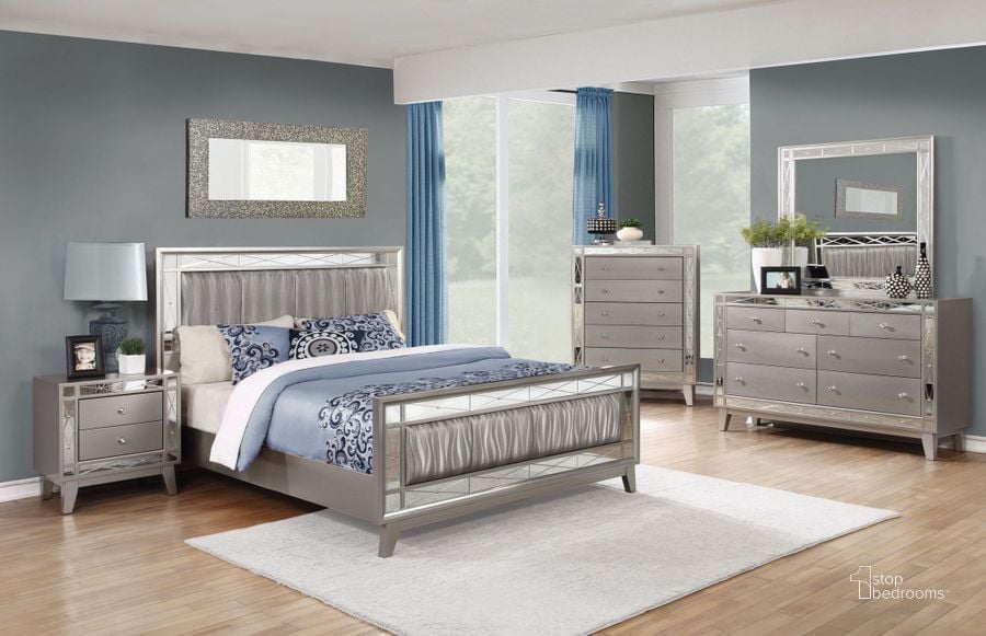 The appearance of Leighton Metallic Mercury Panel Bedroom Set designed by Coaster in the transitional interior design. This gray piece of furniture  was selected by 1StopBedrooms from Leighton Collection to add a touch of cosiness and style into your home. Sku: 204921QB1;204921QB2;204921QB3;204922. Bed Type: Panel Bed. Material: Wood. Product Type: Panel Bed. Bed Size: Queen. Image1