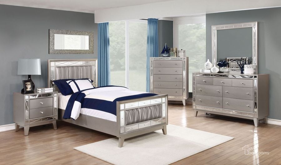 The appearance of Leighton Metallic Mercury Youth Panel Bedroom Set designed by Coaster in the transitional interior design. This gray piece of furniture  was selected by 1StopBedrooms from Leighton Collection to add a touch of cosiness and style into your home. Sku: 204921TB1;204921TB2;204921TB3;204922. Bed Type: Panel Bed. Material: Metal. Product Type: Panel Bed. Bed Size: Twin. Image1