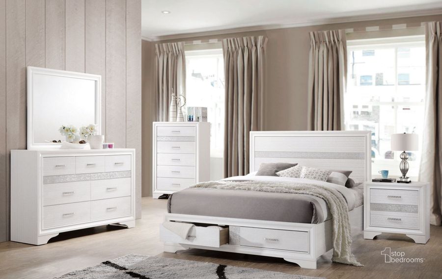 The appearance of Miranda White Storage Platform Bedroom Set designed by Coaster in the modern / contemporary interior design. This white piece of furniture  was selected by 1StopBedrooms from Miranda Collection to add a touch of cosiness and style into your home. Sku: 205111QB1;205111QB2;205111QB3;205112. Bed Type: Storage Bed. Material: Wood. Product Type: Storage Bed. Bed Size: Queen. Image1