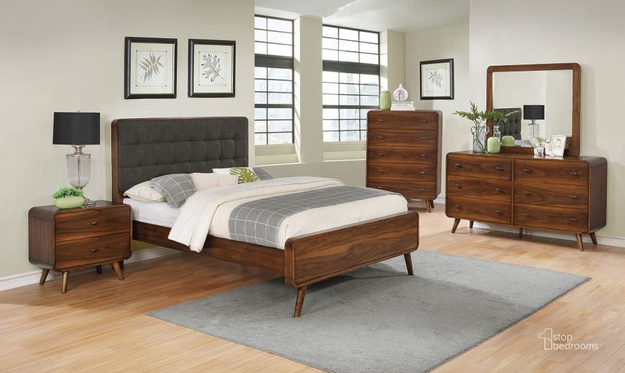The appearance of Robyn Dark Walnut Panel Bedroom Set designed by Coaster in the traditional interior design. This brown piece of furniture  was selected by 1StopBedrooms from Robyn Collection to add a touch of cosiness and style into your home. Sku: 205131QB1;205131QB2;205131QB3;205132. Bed Type: Panel Bed. Material: Fabric. Product Type: Panel Bed. Bed Size: Queen. Image1