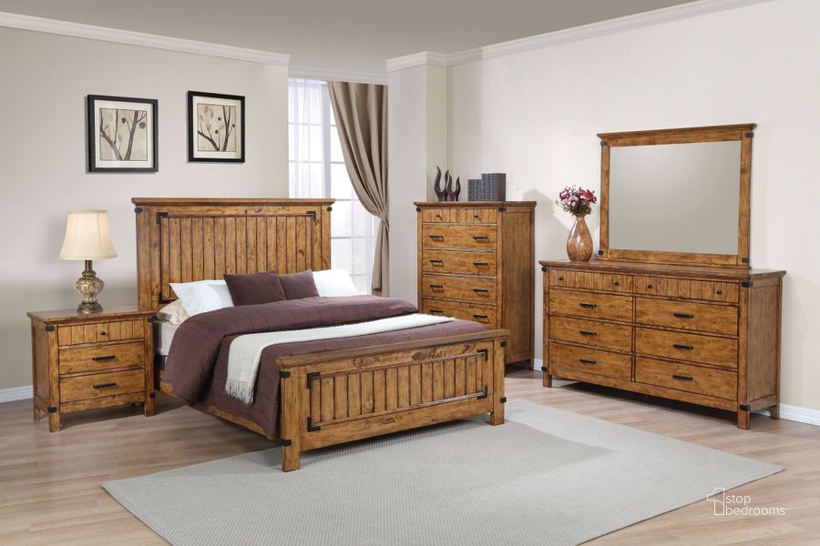 The appearance of Brenner Rustic Honey Panel Bedroom Set designed by Coaster in the rustic / southwestern interior design. This brown piece of furniture  was selected by 1StopBedrooms from Brenner Collection to add a touch of cosiness and style into your home. Sku: 205261QB1;205261QB2;205262. Bed Type: Panel Bed. Material: Wood. Product Type: Panel Bed. Bed Size: Queen. Image1