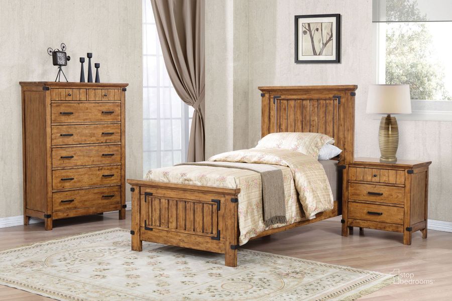 The appearance of Brenner Rustic Honey Youth Panel Bedroom Set designed by Coaster in the rustic / southwestern interior design. This brown piece of furniture  was selected by 1StopBedrooms from Brenner Collection to add a touch of cosiness and style into your home. Sku: 205261TB1;205261TB2;205262. Bed Type: Panel Bed. Material: Wood. Product Type: Panel Bed. Bed Size: Twin. Image1