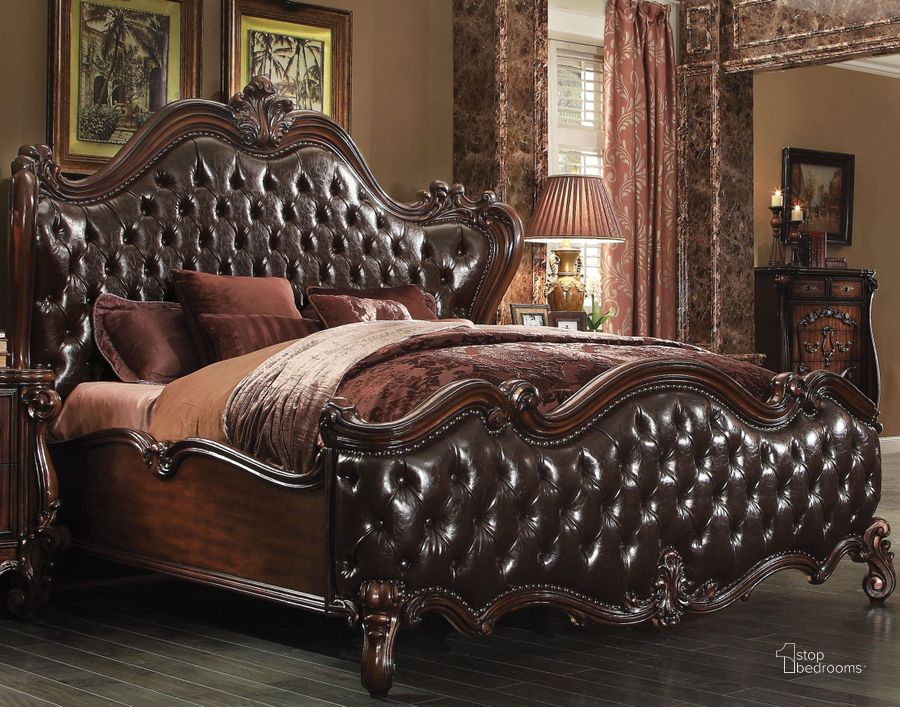 The appearance of Versailles Dark Brown King Upholstered Panel Bed designed by ACME in the rustic / southwestern interior design. This brown piece of furniture  was selected by 1StopBedrooms from Versailles Collection to add a touch of cosiness and style into your home. Sku: 21117EK-HB;21118EK-FB;21119EK-R. Bed Type: Panel Bed. Material: Wood. Product Type: Panel Bed. Bed Size: King. Image1