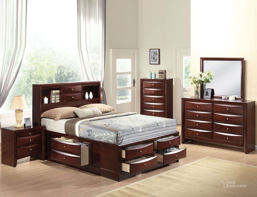 The appearance of Ireland Espresso Bookcase Storage Bedroom Set designed by ACME in the transitional interior design. This brown piece of furniture  was selected by 1StopBedrooms from Ireland Collection to add a touch of cosiness and style into your home. Sku: 21600Q-HF;21601Q-R;21602Q-LDRW;21603Q-RDRW;21453. Bed Type: Storage Bed. Material: Wood. Product Type: Storage Bed. Bed Size: Queen. Image1