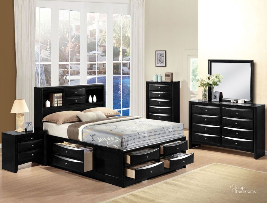 The appearance of Ireland Black Bookcase Storage Bedroom Set designed by ACME in the transitional interior design. This black piece of furniture  was selected by 1StopBedrooms from Ireland Collection to add a touch of cosiness and style into your home. Sku: 21610Q-HF;21611Q-R;21612Q-LDRW;21613Q-RDRW;04163. Bed Type: Storage Bed. Material: Wood. Product Type: Storage Bed. Bed Size: Queen. Image1