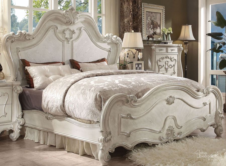 The appearance of Versailles Bone White Queen Panel Bed designed by ACME in the rustic / southwestern interior design. This white piece of furniture  was selected by 1StopBedrooms from Versailles Collection to add a touch of cosiness and style into your home. Sku: 21760Q-HB;21761Q-FB;21762Q-R. Bed Type: Panel Bed. Material: Wood. Product Type: Panel Bed. Bed Size: Queen. Image1