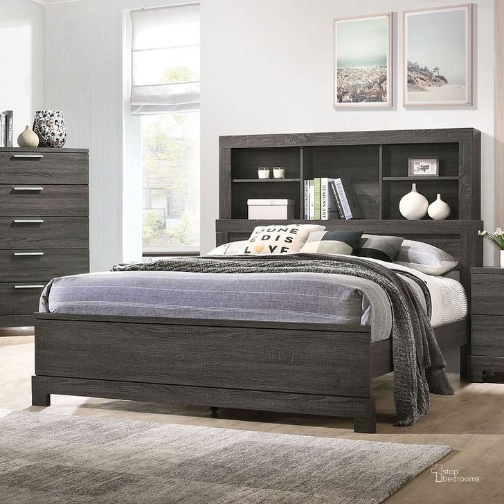 The appearance of Lantha Bookcase Bed designed by ACME in the transitional interior design. This gray oak piece of furniture  was selected by 1StopBedrooms from Lantha Collection to add a touch of cosiness and style into your home. Sku: 22030Q-HF;22031EK/Q-R. Bed Type: Bookcase Bed. Product Type: Bookcase Bed. Bed Size: Queen. Material: MDF. Image1