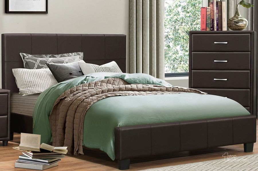 The appearance of Lorenzi Dark Brown King Upholstered Platform Bed designed by Homelegance in the modern / contemporary interior design. This brown piece of furniture  was selected by 1StopBedrooms from Lorenzi Collection to add a touch of cosiness and style into your home. Sku: 2220KDBR-1EK;2220KDBR-3EK. Bed Type: Platform Bed. Material: Fabric. Product Type: Platform Bed. Bed Size: King. Image1