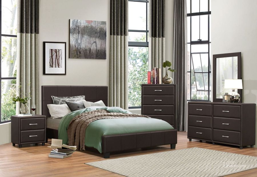 The appearance of Lorenzi Dark Brown Upholstered Platform Bedroom Set designed by Homelegance in the modern / contemporary interior design. This brown piece of furniture  was selected by 1StopBedrooms from Lorenzi Collection to add a touch of cosiness and style into your home. Sku: 2220DBR-1;2220DBR-3;2220DBR-4. Bed Type: Platform Bed. Material: Fabric. Product Type: Platform Bed. Bed Size: Queen. Image1
