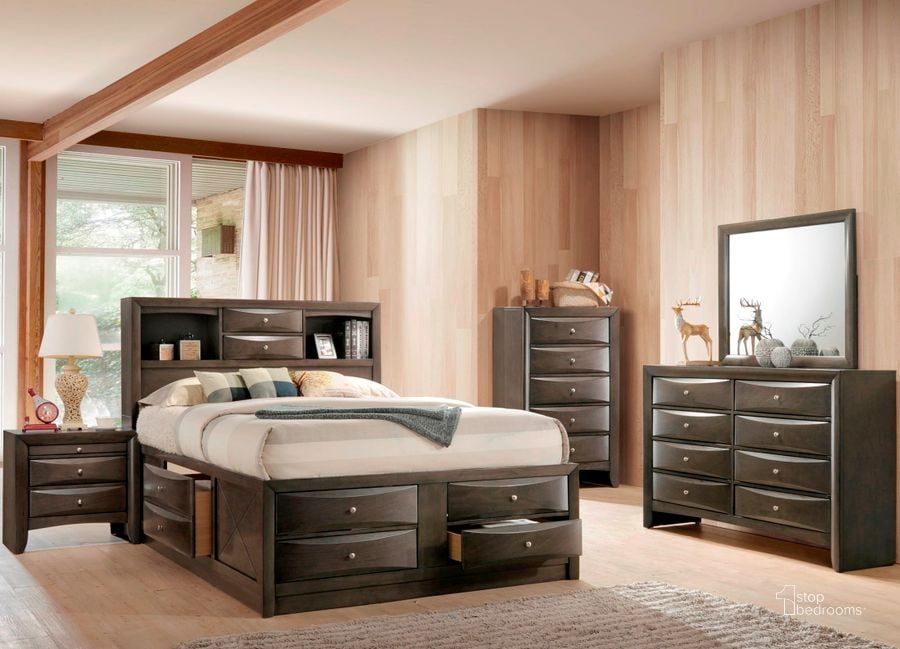 The appearance of Ireland Gray Oak Bookcase Storage Bedroom Set designed by ACME in the transitional interior design. This gray piece of furniture  was selected by 1StopBedrooms from Ireland Collection to add a touch of cosiness and style into your home. Sku: 22700Q-HF;22701Q-R;22702Q-LDRW;22703Q-RDRW;22704. Bed Type: Storage Bed. Material: Wood. Product Type: Storage Bed. Bed Size: Queen. Image1