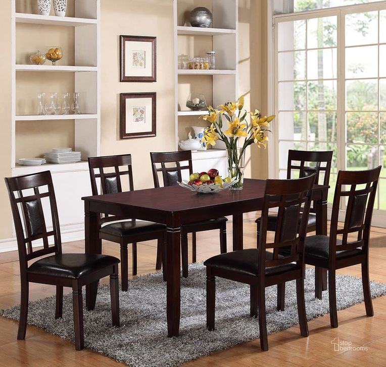 The appearance of Paige 7-Piece Dining Room Set designed by Crown Mark in the transitional interior design. This dark brown piece of furniture  was selected by 1StopBedrooms from Paige Collection to add a touch of cosiness and style into your home. Sku: 2325Set. Material: Wood. Product Type: Dining Room Set.