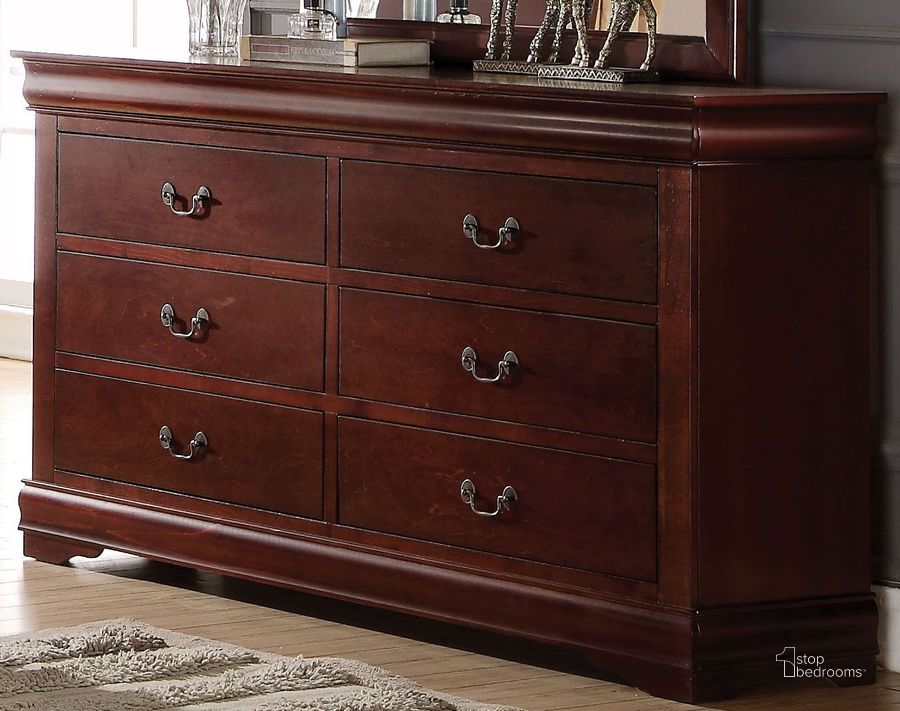 The appearance of Louis Philippe Cherry Dresser designed by ACME in the transitional interior design. This brown piece of furniture  was selected by 1StopBedrooms from Louis Philippe Collection to add a touch of cosiness and style into your home. Sku: 23755. Material: Wood. Product Type: Dresser. Image1