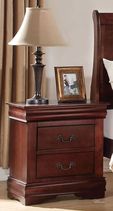 The appearance of Louis Philippe Cherry Nightstand designed by ACME in the transitional interior design. This brown piece of furniture  was selected by 1StopBedrooms from Louis Philippe Collection to add a touch of cosiness and style into your home. Sku: 23753. Material: Wood. Product Type: Nightstand. Image1